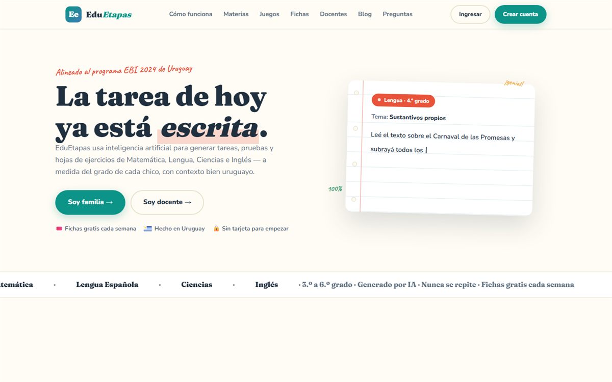 Página de inicio de EduEtapas